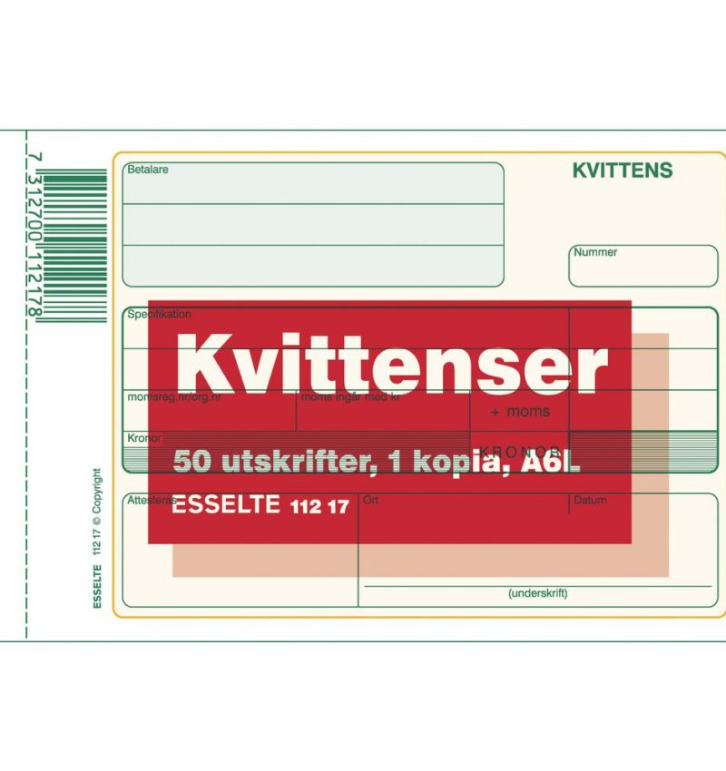 Allt För Kontor Esselte Blankett kvittens A6L 2x50 blad kopia